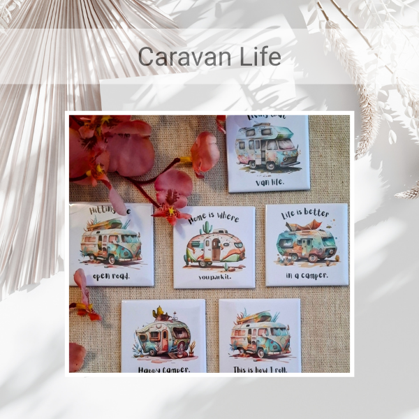 Pre-made "Caravan Life" Magnet Set